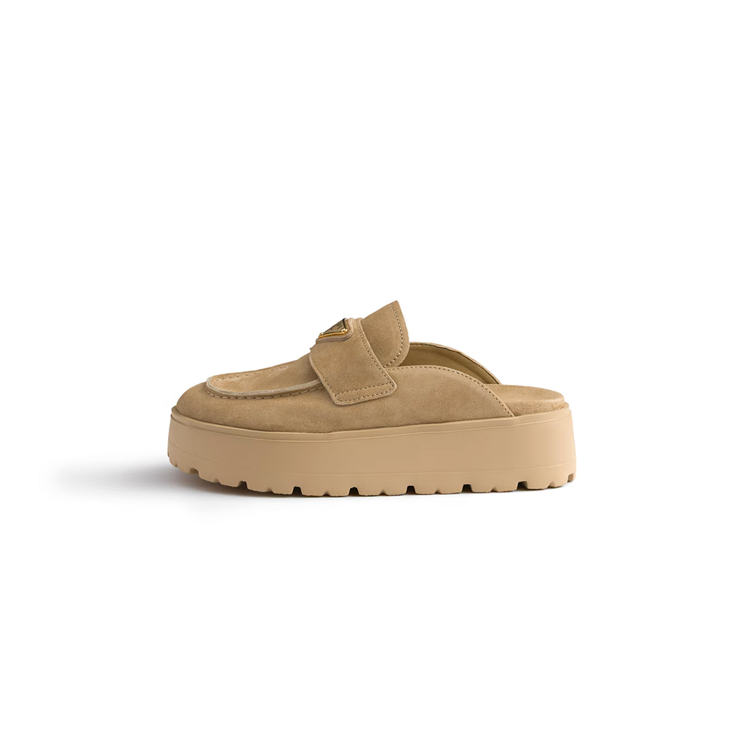 PRADA SUEDE FLATFORM MULES 1XZ778